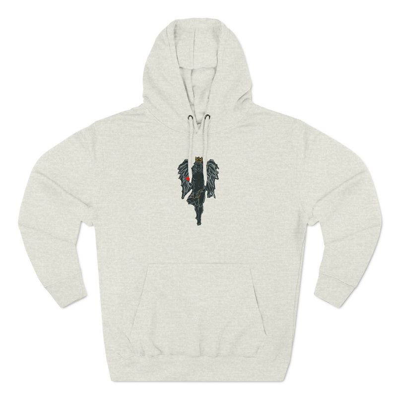 Aesthetic Three-Panel Fleece Hoodie with Angel Design