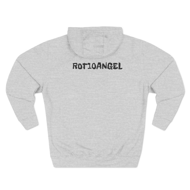 Aesthetic Three-Panel Fleece Hoodie with Angel Design