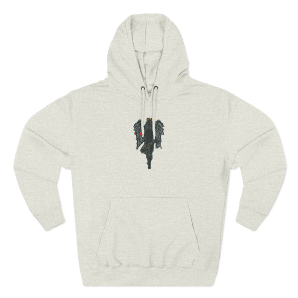 Aesthetic Three-Panel Fleece Hoodie with Angel Design