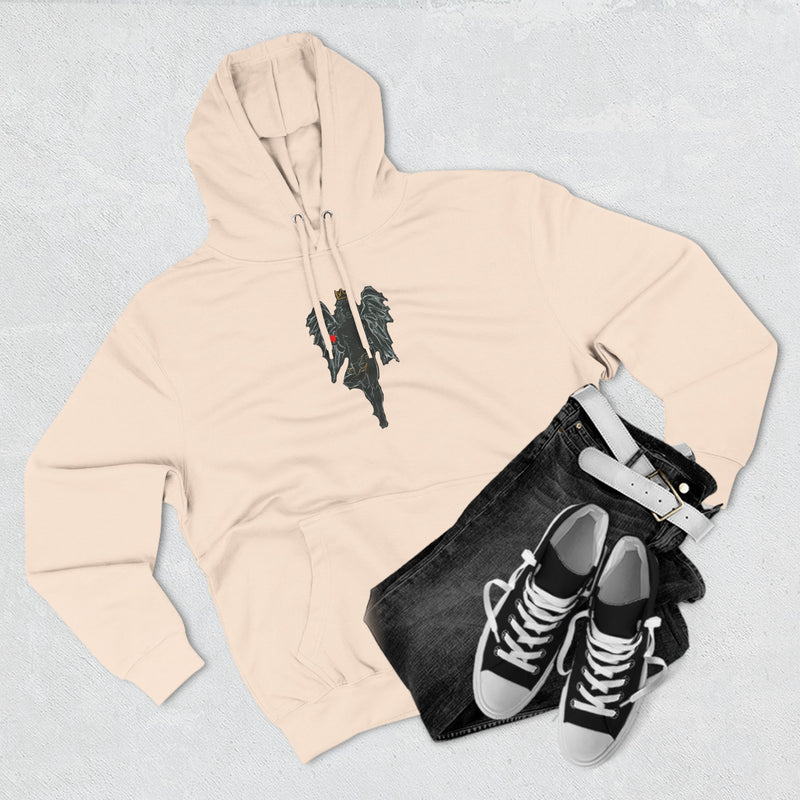 Aesthetic Three-Panel Fleece Hoodie with Angel Design