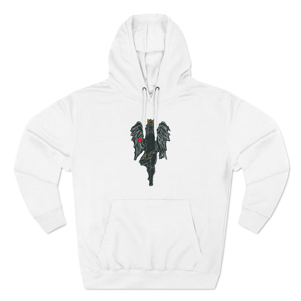 Aesthetic Three-Panel Fleece Hoodie with Angel Design