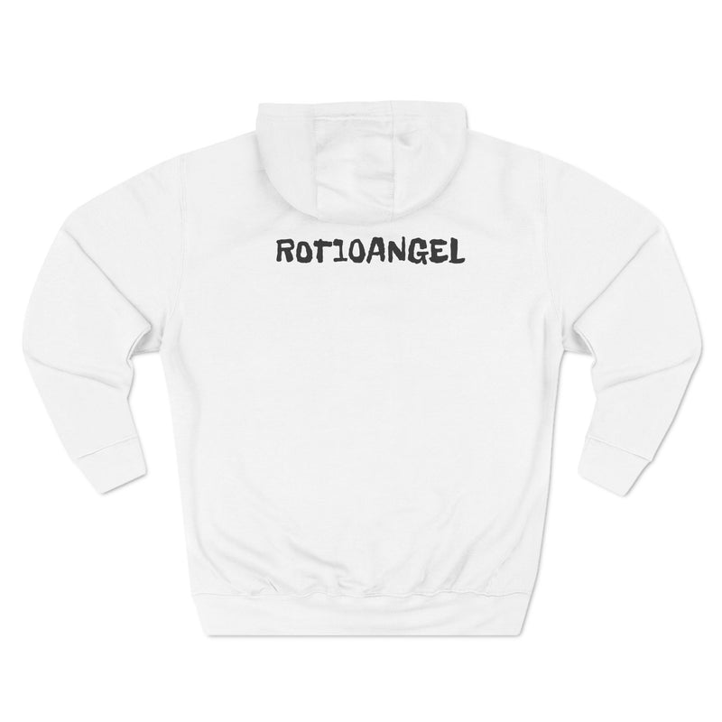 Aesthetic Three-Panel Fleece Hoodie with Angel Design