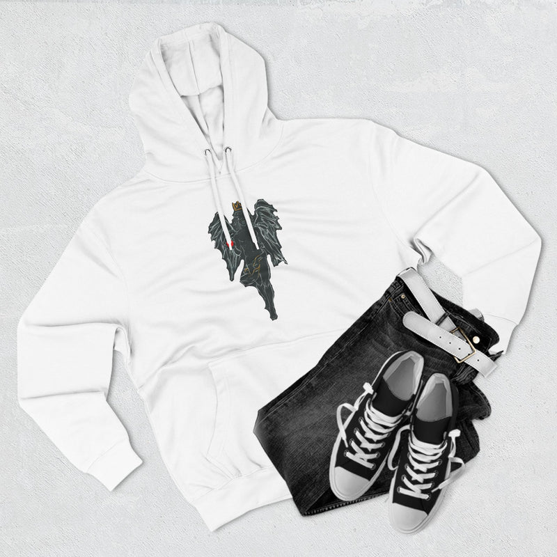 Aesthetic Three-Panel Fleece Hoodie with Angel Design