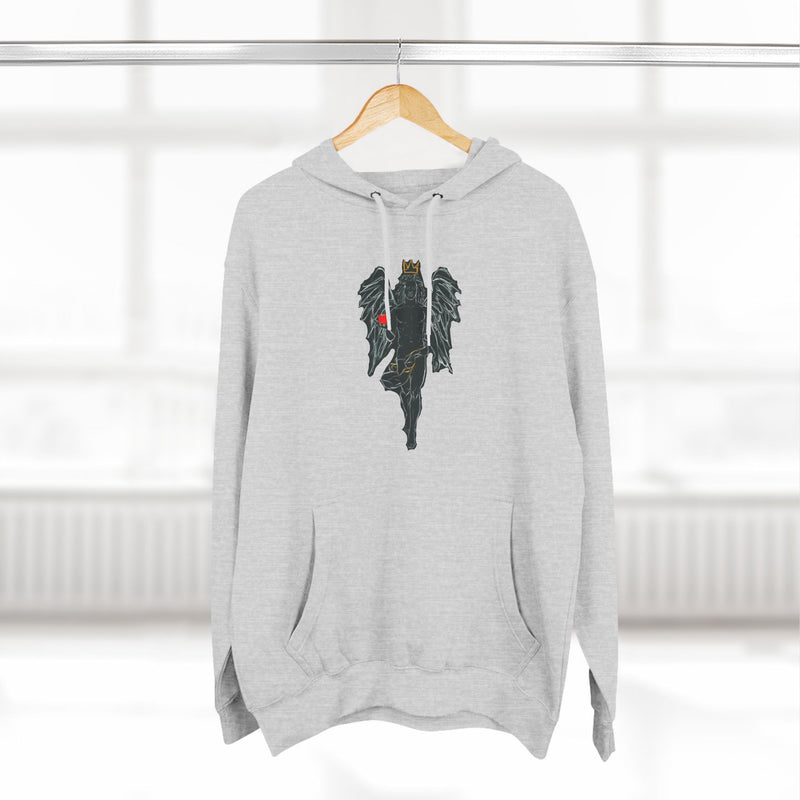 Aesthetic Three-Panel Fleece Hoodie with Angel Design