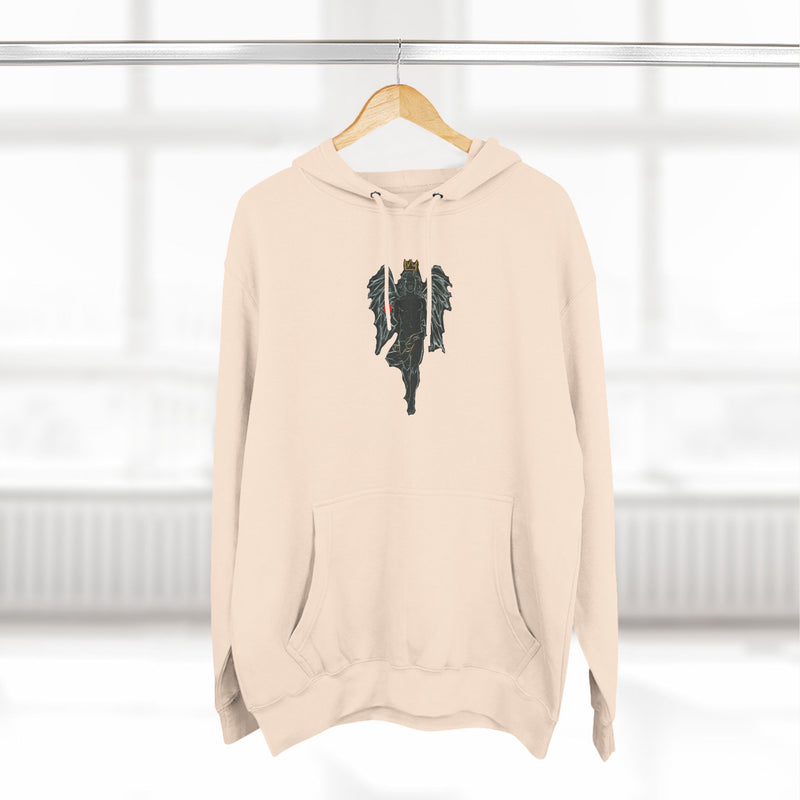 Aesthetic Three-Panel Fleece Hoodie with Angel Design