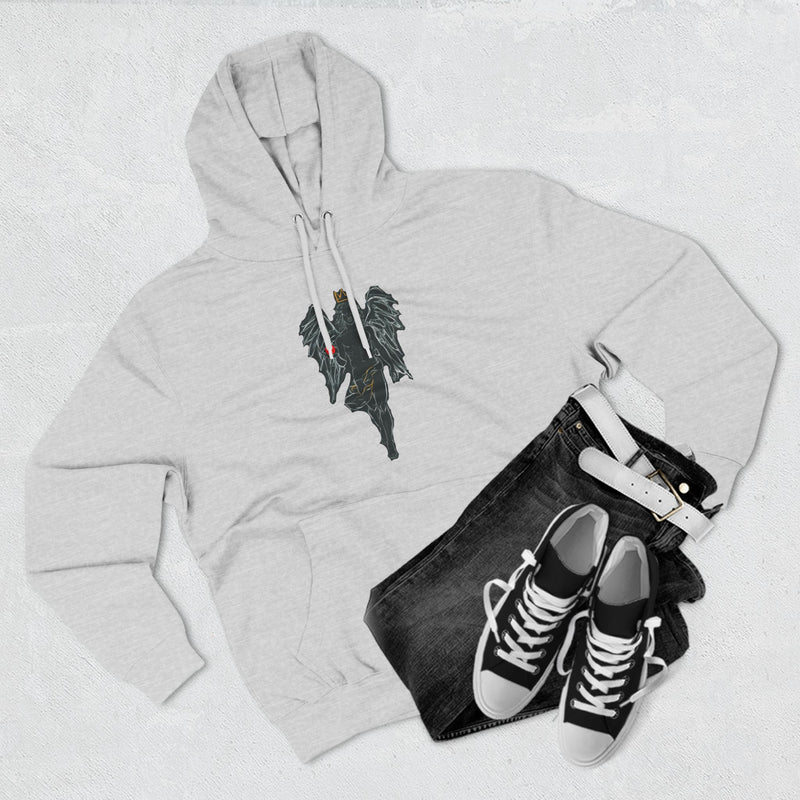 Aesthetic Three-Panel Fleece Hoodie with Angel Design