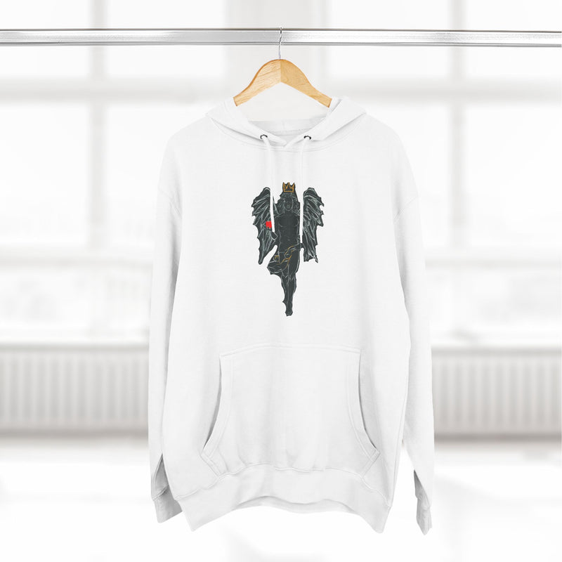 Aesthetic Three-Panel Fleece Hoodie with Angel Design