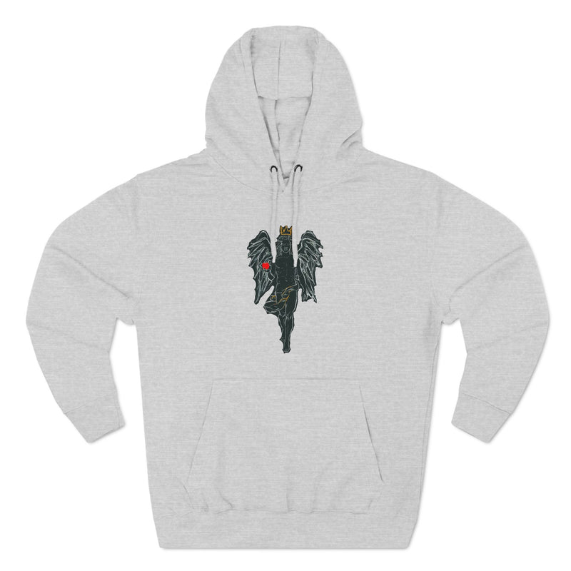 Aesthetic Three-Panel Fleece Hoodie with Angel Design