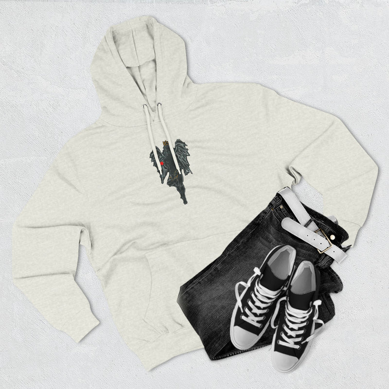 Aesthetic Three-Panel Fleece Hoodie with Angel Design